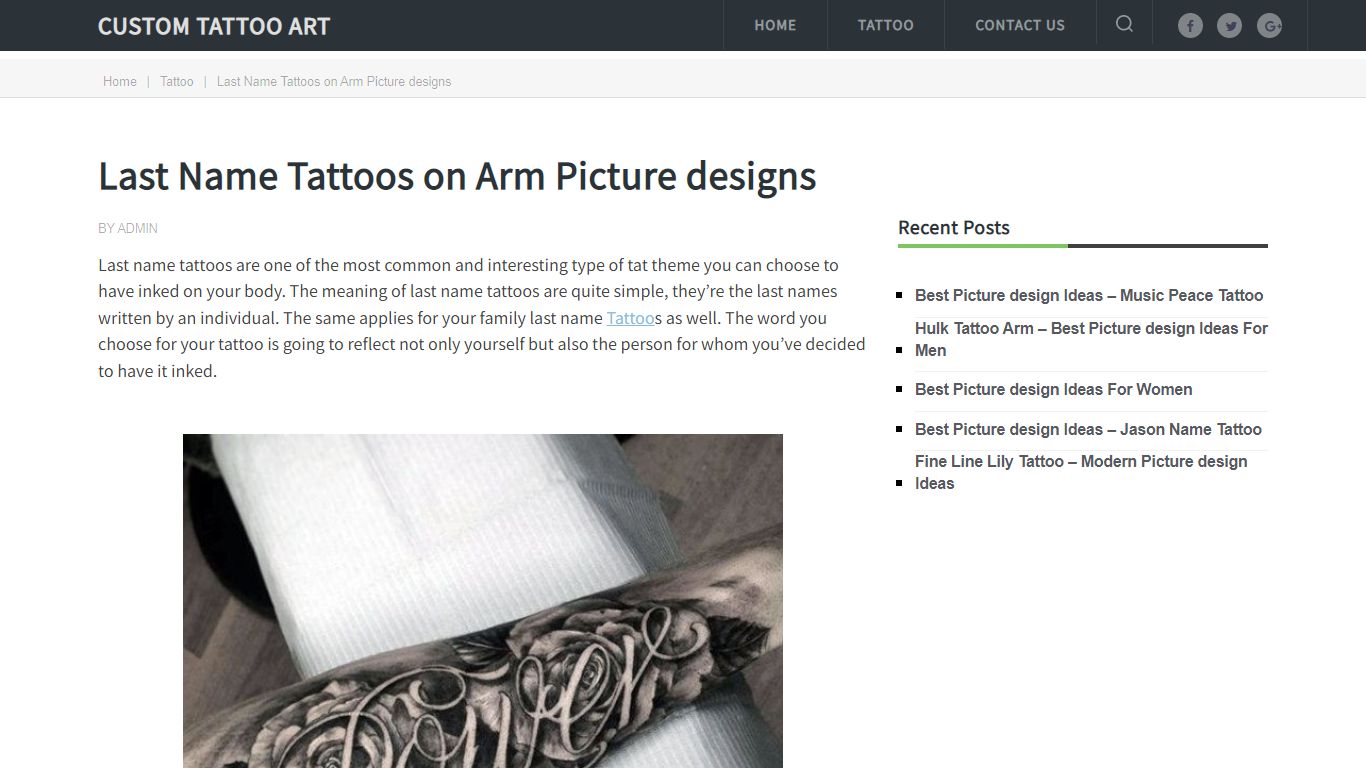 Last Name Tattoos on Arm Picture designs - Custom Tattoo Art